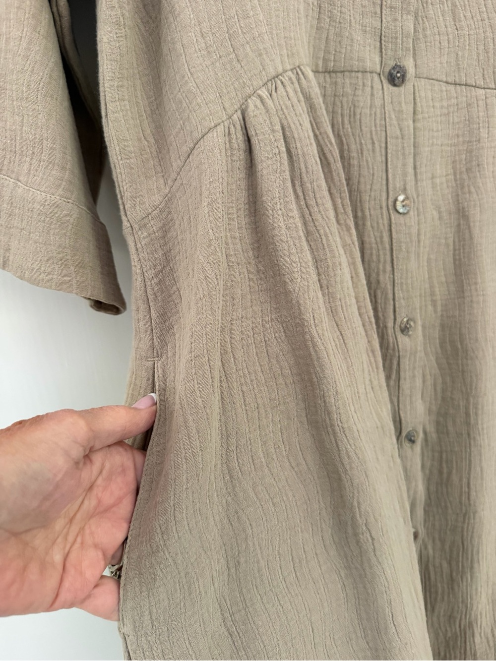 Nomad the Label Bria Mini Cotton Dress/Tunic/ Coverup, Mushroom color, NWT - Picture 3 of 11